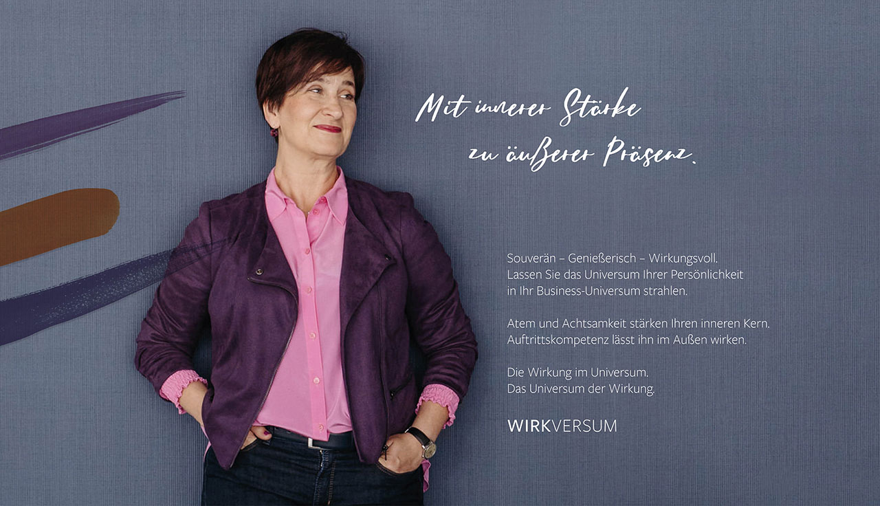 Daniela Strolz-Holzer genießt Ihre jahrzehntelange Expertise unter dem Motto: Mit innerer Stärke zu äußerer Präsenz.